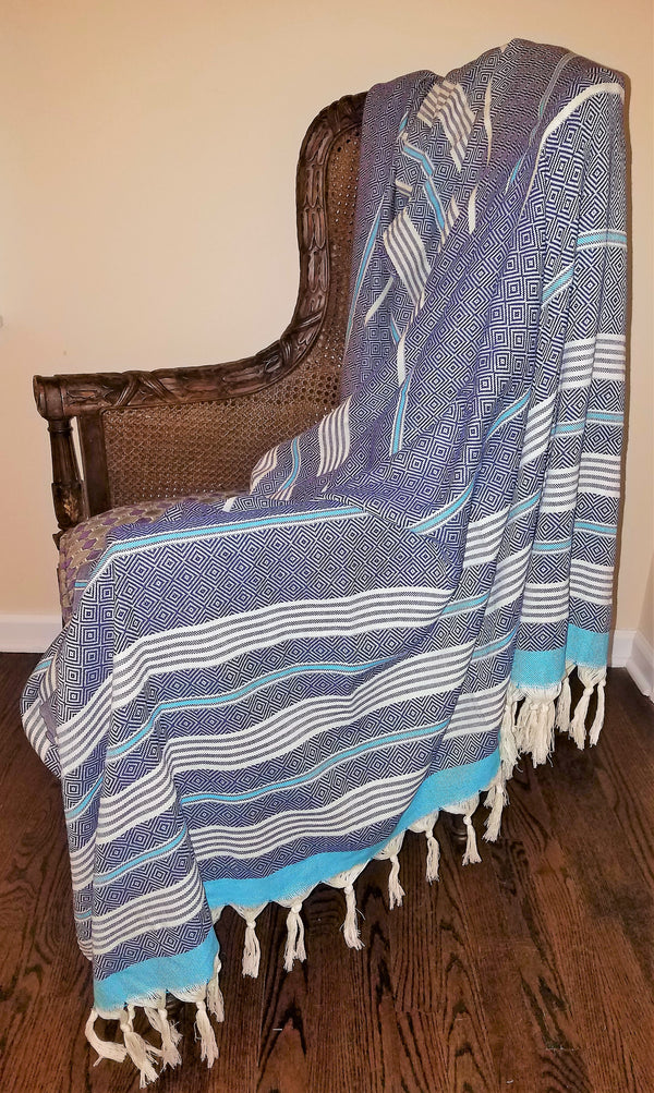 Ozgur Extra Large Peshtemal Diamond Blanket - Deck Towel